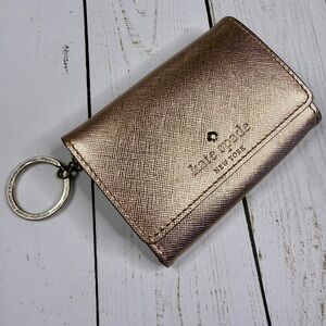Kate Spade New York Rose Gold Saffiano Key Ring Wallet